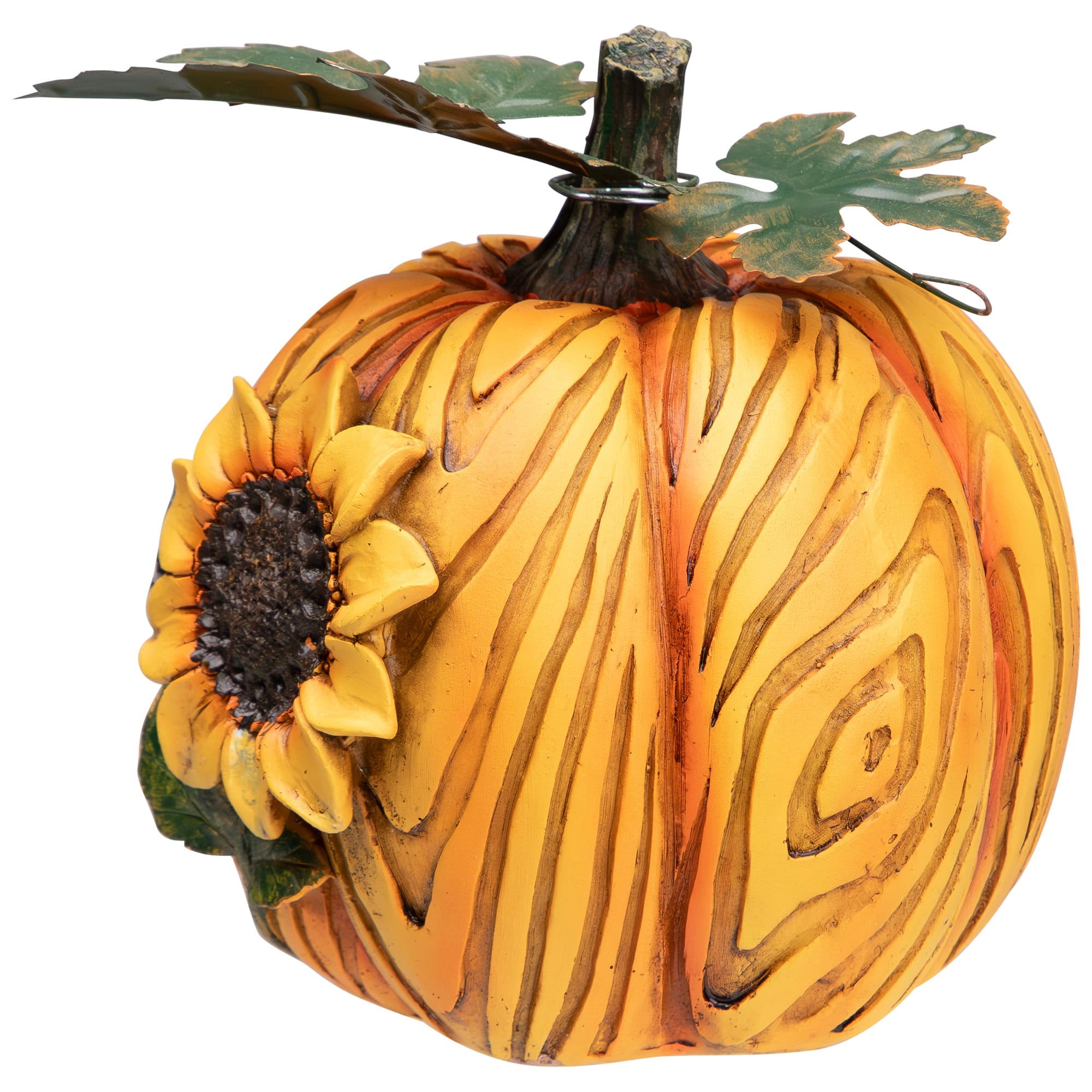 6.5" Brown & Yellow Sunflower Blessings Thanksgiving Tabletop Pumpkin Décor